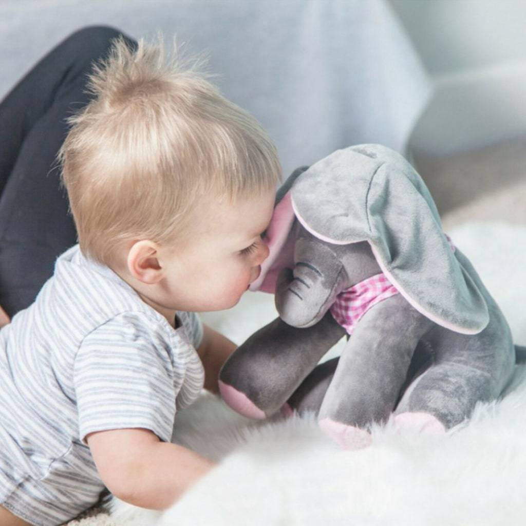 Peek-A-Boo Elephant Toy Kids & Babies Color : Pink/Gray|Blue/Gray 