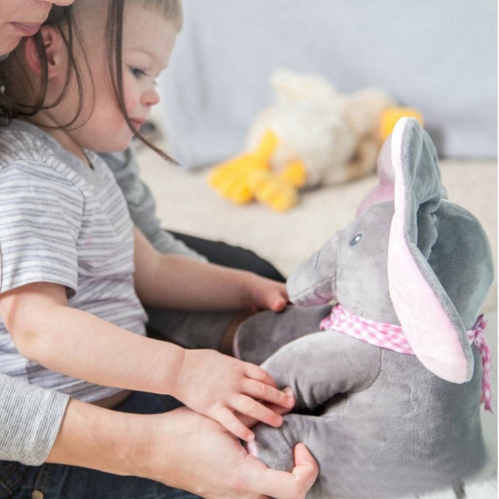Peek-A-Boo Elephant Toy Kids & Babies Color : Pink/Gray|Blue/Gray 