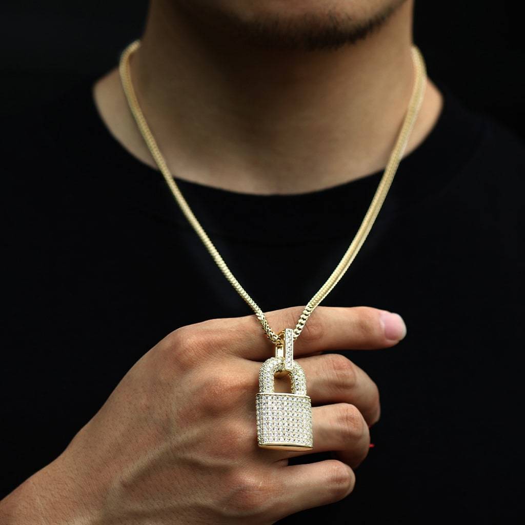 Faux Diamond Lock Pendant Women's Fashion  