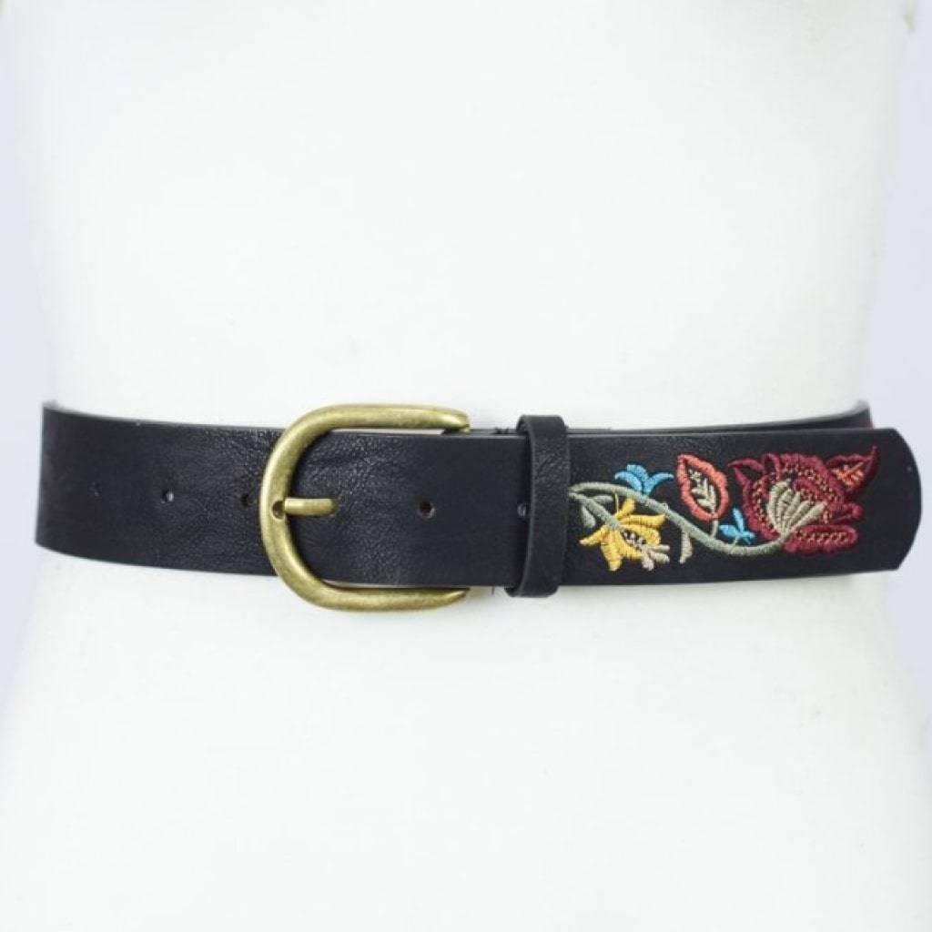 Flower Embroidered Statement Belt Women's Fashion  