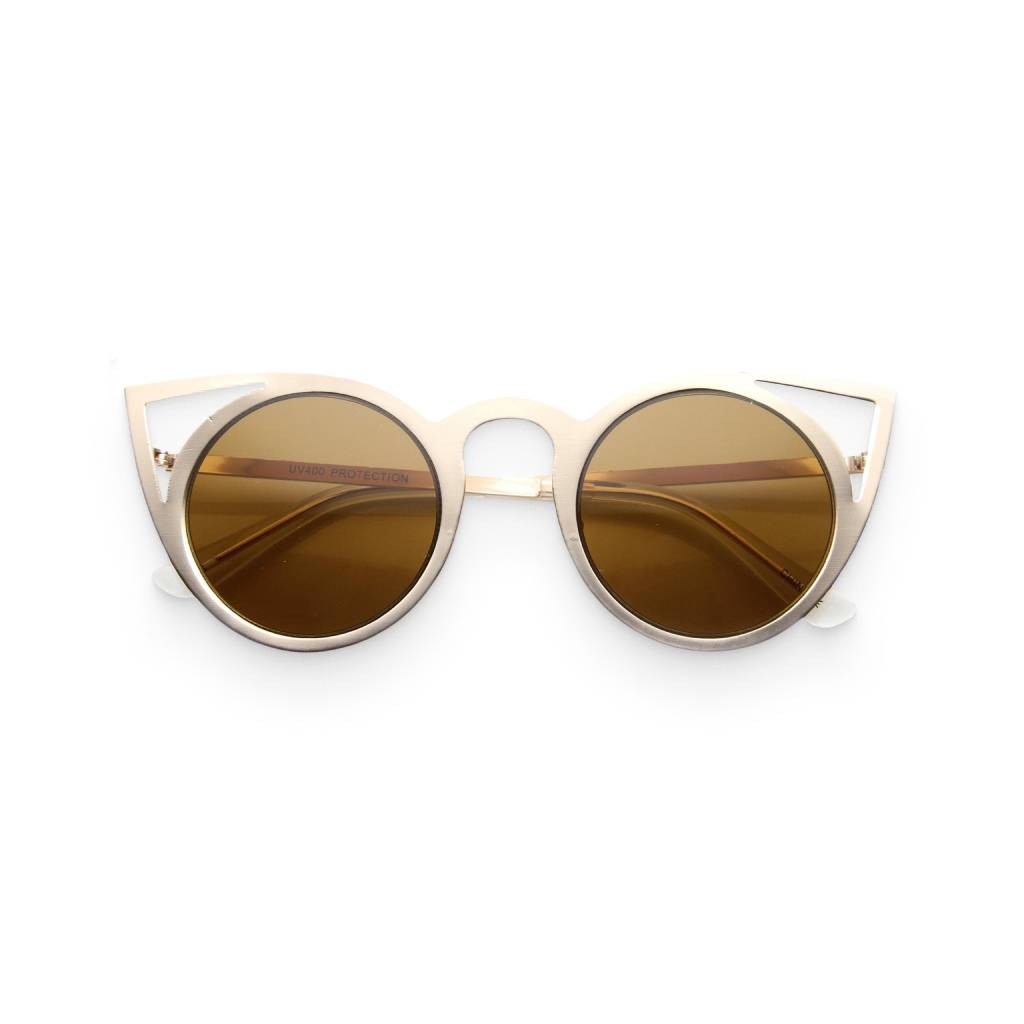 Gold Brown Women’s Metal Cat-Eye Sunglasses New Arrivals Women's Fashion  
