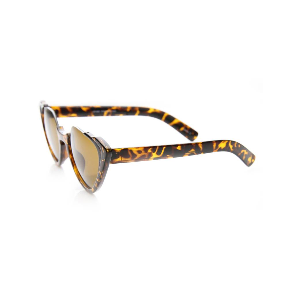 Women’s Tortoise & Amber Half-Frame Cat-Eye Sunglasses New Arrivals Women's Fashion  