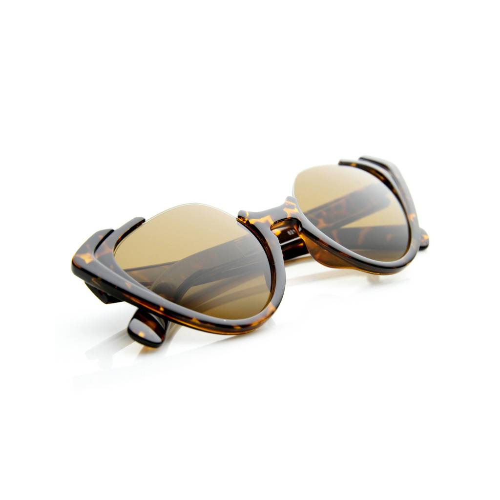 Women’s Tortoise & Amber Half-Frame Cat-Eye Sunglasses New Arrivals Women's Fashion  